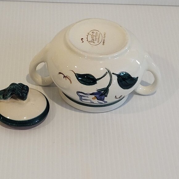 Vintage STANGL Pottery Mid Century Modern SUGAR BOWL Lid Garden Flower Trenton - Picture 12 of 13